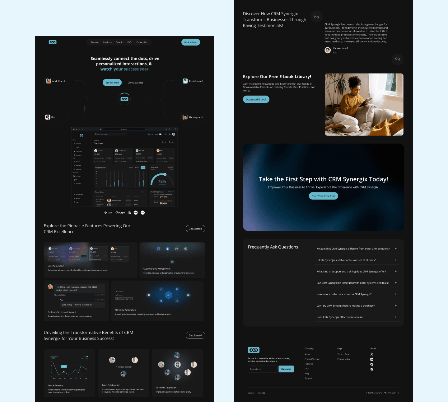 CRM Synergix website and product design